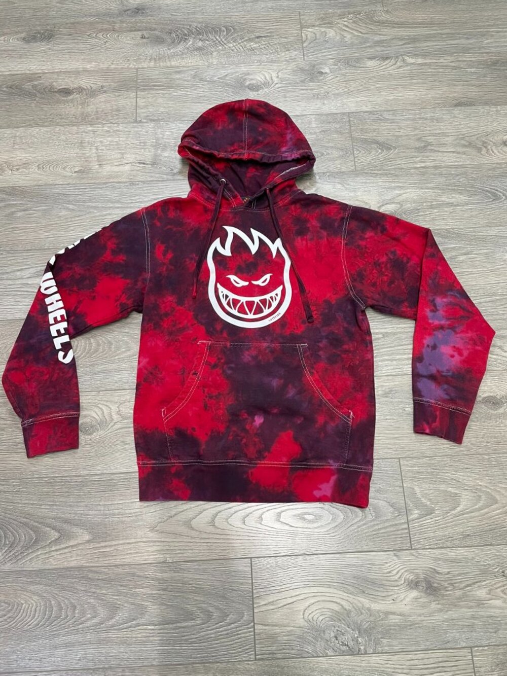 Spitfire Wheels Bighead Tie Dye Hoodie Red Purple Skate Sweatshirt S